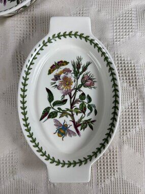 Botanic Garden Oval Gratin Dish w Floral & Insect Design By Portmeirion Ceramic